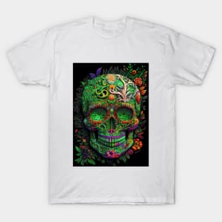 Colorful Floral Skull head design #1 T-Shirt